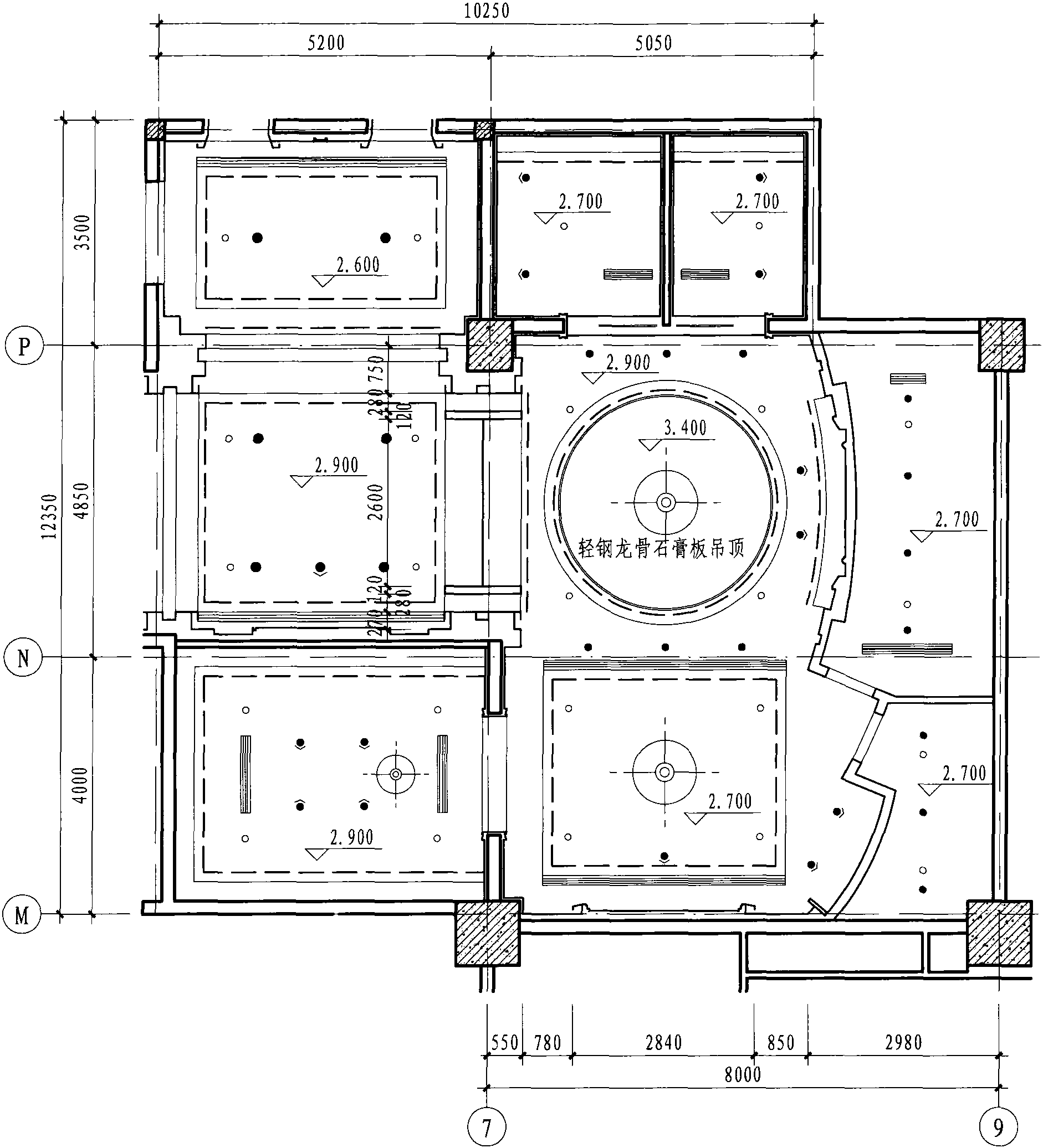 一層商務(wù)中心天花布置圖 1:100